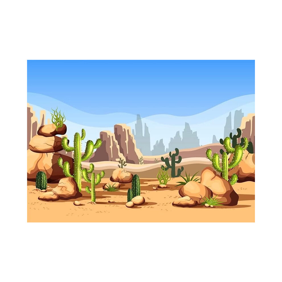Desert Cactus Backdrop Fabric Wild West Saguaro Scene 946140684109