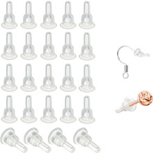 Silicone Earring Backs Clear 10x6mm 50pcs