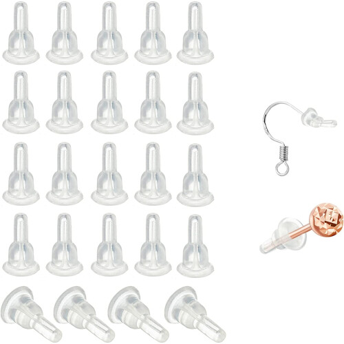 Silicone Earring Backs Clear 10x6mm 50pcs
