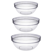 3 Pcs Clear Glass Salad Bowls Mixing Serving Bowls for Party Dip Chiller Household Use
