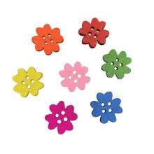 100Pcs Chromatic Four-leaf Flower Wooden Buttons 2 Holes for Sewing Scrapbooking Hats Shoes Hand-painted DIY Craft