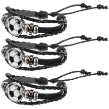 3 Pcs Soccer Charm Bracelet Set, Boys Soccer Football Jewelry Bracelets