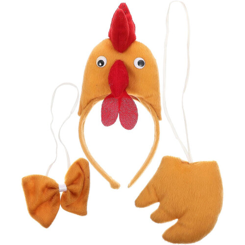 1 Set Easter Chicken Costume Set Chicken Headband Tail Bow Tie Cosplay Accessory