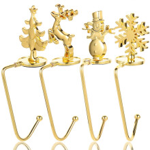 4PCS Christmas Mantel Stocking Hooks Xmas Hanging Ornaments for Holiday Decorations