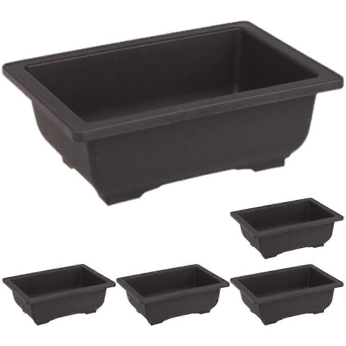 5 Pcs Rectangular Plastic Flowerpots for Bonsai Succulent Plant Planting