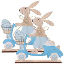 2 Pcs Easter Rabbit Wooden Table Sign Cute Desktop Ornament Decoration for Home Party