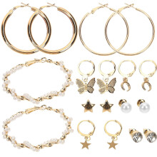 6 Pairs Retro Alloy Round Hoop Earrings for Women Jewelry