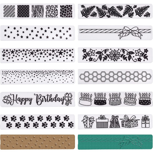 12-Piece Plastic Embossing Folder Set, 15 x 3 cm, Mixed