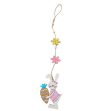 Easter Wooden Bunny Hanging Ornament Cartoon Rabbit Pendant Embellishment