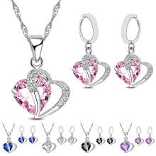 Pink Season 1 Set Drop Earrings and Heart Pendant Necklace