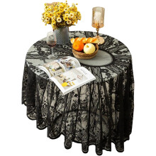 Black Vintage Lace Tablecloth 60 Inch