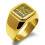 Rustfrit stål B monogram ring med blomstergravering, firkantet 1