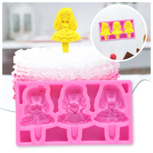 Moule à fondant en silicone pour poupée princesse mignonne (3 pièces)