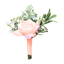 Silke Rose Corsage til Brudepige og Gomme, 12x8cm