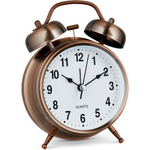 Analog Alarm Clock Copper Metal 4 Inch