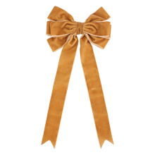 Grand nœud de couronne de Noël en velours jaune, noué à la main