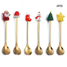 Kerst koffielepelset van roestvrij staal, 4-delig