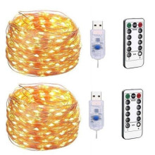 ZOELNIC miedziany sznur świetlny ciepła biel 100LED 2szt.