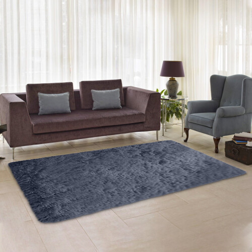 Γκρι εξαιρετικά μαλακό χαλί Shag 2ft x 6,5ft