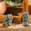 Kristall-Katzen-Figur, sitzende Katzen-Statue-Wassermelone rot 6