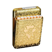 Cigaretetui med USB-lighter 16 stk. 84 mm almindelige/kingsize cigaretter elektriske genopladelige flammeløse vindtætte lightere