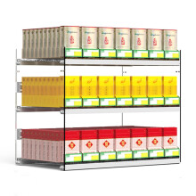3-kerroksinen akryylinen savuketeline automaattisella tuotetyöntimellä, seinälle kiinnitettävä läpinäkyvä hyllyjärjestäjä 41x43,5x28