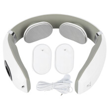 Appareil de massage TENS pour la nuque, à intensité réglable, design ergonomique avec télécommande, léger, portable et automatique.