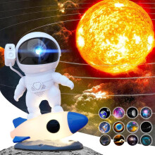 Projecteur de ciel étoilé astronaute, 13 films HD, lentille réglable, 9 couleurs, veilleuse fusée pour enfants et adultes