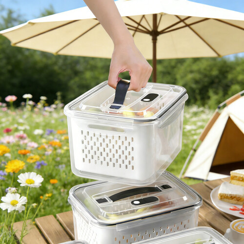 Multipurpose Refrigerator Boxes Featuring Drain Basket Ideal For 2
