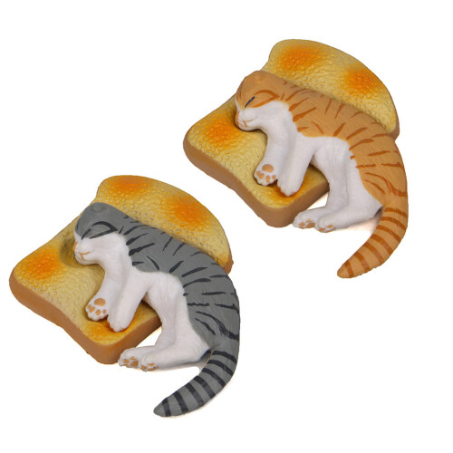 Ensemble de statues en plastique, chats endormis mignons-Jaune 1