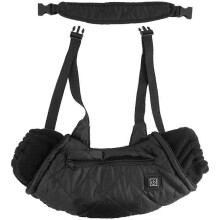 Electric Heated Hand Warmer Muff Black Quilted Cotton Polyester USB Powered Hanging Winter Pouch for Cold Weather Use