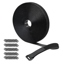Fastener Tape Strap 10m x 2cm Nylon with 50 Plastic Buckles Cuttable Tear-resistant for Home Organisation Item Securing