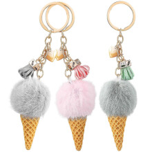 Plush Ice Cream Keychain Pendant Charms 3 Pack Assorted Colours for Keys Backpacks Car Decoration Everyday Use
