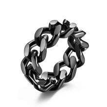 Cuban Link Chain Ring for Men Women 19mm Width Polished Stainless Steel Gold Steel Black Titanium Steel Hip-hop Jewellery