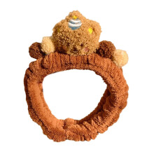Soft Plush 3D Brown Bear Headband Adjustable for Face Washing Skincare Makeup Daily Wear and Music Festival Use