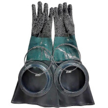 Sandblasting Gloves with O-Rings, 60cm Length and 25cm Sleeve Opening, Rough Surface for Secure Handling