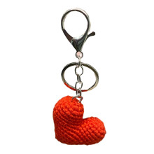 Crochet Heart Keychain Handmade Cotton Thread Alloy Lightweight Backpack Pendant Suitable for Bags Keys Daily Use