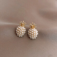 Mini Pineapple Stud Earrings Versatile for Casual and Formal Occasions in Korean Fashion Style