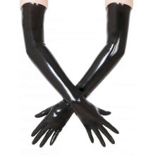 Long Natural Latex Gloves Unisex Black M Size Waterproof Durable for Fancy Dress Cosplay Halloween Parties Stage Shows