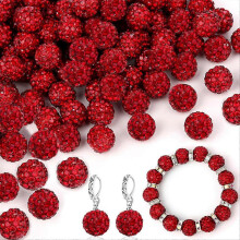 Rhinestone Beads 150 Pcs 10mm Red Polymer Clay Loose for Jewellery Bracelet Necklace Earring Craft Making