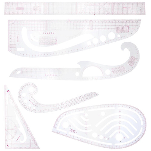 French Curve Ruler 6-Pack Multi-Function Design Tool for Sewing and Garment Construction