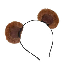 Light Brown Bear Ears Headband Lightweight Cloth Fabric Hair Decoration for Sensitive Skin Adults Children for Daily Wear Photography Gatherings