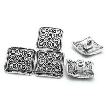 10pcs 1.3cm Antique Silver Geometric Square Flower Alloy Metal Shank Buttons for Jeans Clothes Sewing DIY Crafts