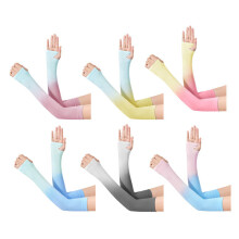UV Protection Arm Sleeves Gradient Colour, Pack of 6 Pairs Fingerless Design for Driving Cycling Running