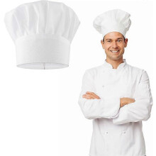Adult Elastic Adjustable Black Chef Hat 58-60cm Hair Protection for Cooking Baking Kitchen Bakery Cafe Catering Use