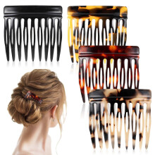 4 Pcs Vintage French Hair Side Combs, Acetate Secure Hold for All Hair Types, Suitable for Updos Work Casual Formal Events