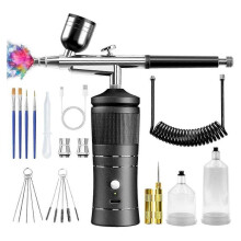 Professional Airbrush Kit with Compressor, USB-C Rechargeable, Dual Pressure Settings, Portable for Cake Decoration, T-Shirt Painting, Hair Styling