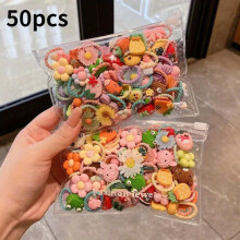 Girls Hair Ties 50 Pack Plastic Ponytail Holders for Thin Thick Hair