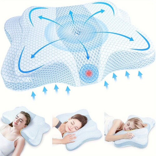Orthopedic Sleeping Pillow Contoured Design for Side Back Stomach Positions