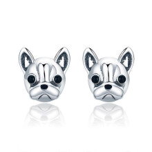 Bulldog Stud Earrings S925 Sterling Silver Comfortable Wear for Women
